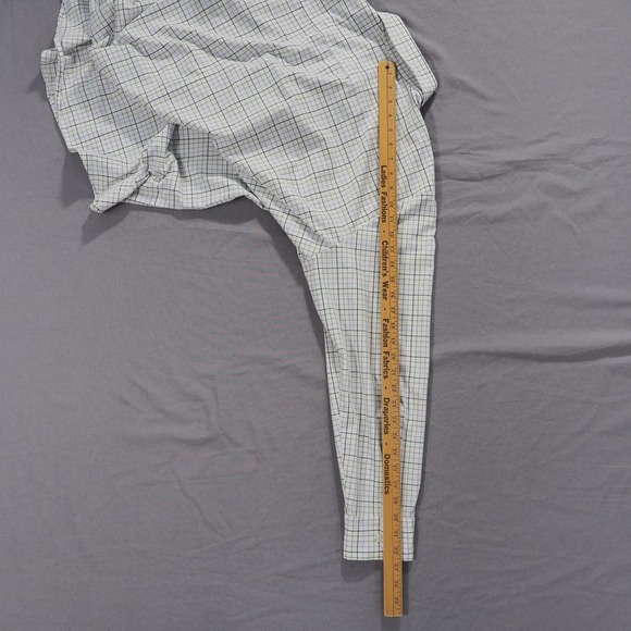 Mizzen Main Shirt Mens XL Trim Fit Blue Green Plaid Leeward Collection USA Made - Picture 10 of 14